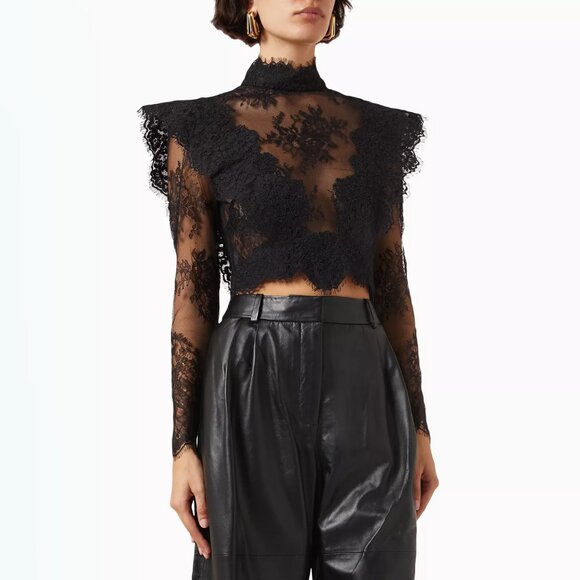 Zimmermann Sensory Floral Embroidered Lace Top Black Size AU 0 US 4 - Picture 3 of 12